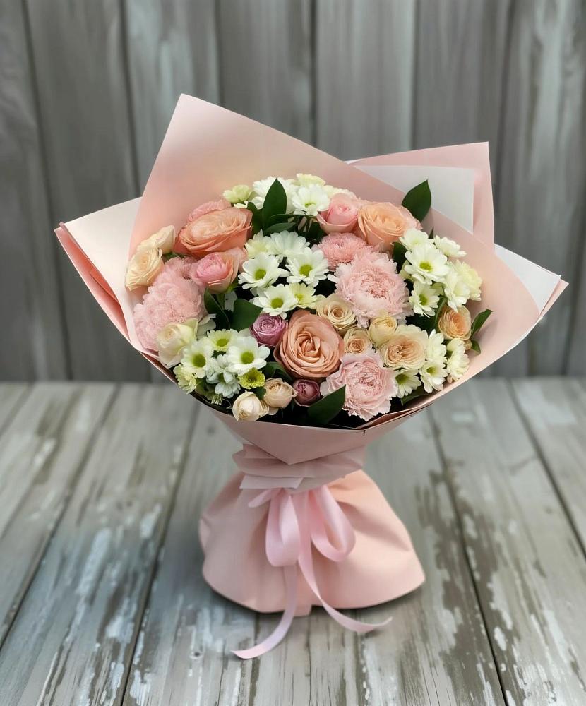 Букет цветов из: Гвоздики, Розы и Хризантемы в Верхнее Мячково