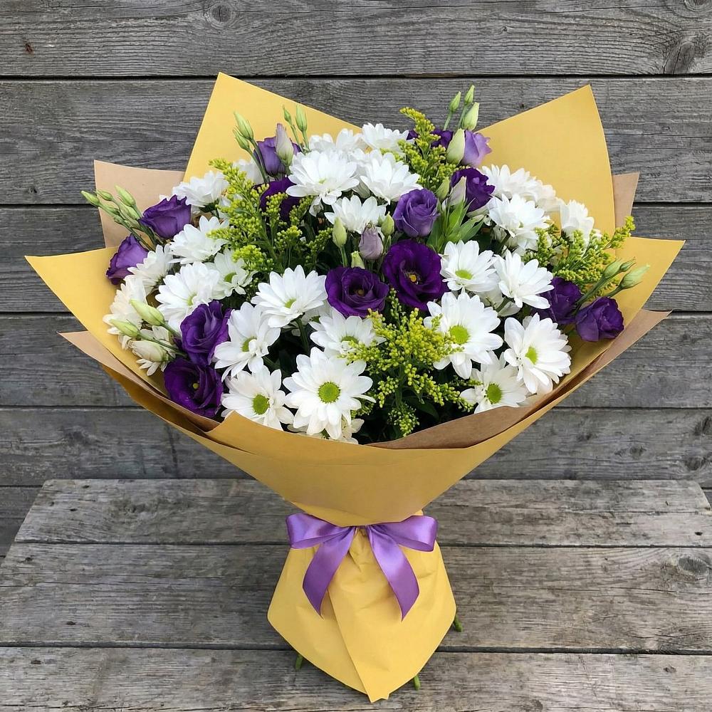 Букет цветов из: Ирисы, Хризантемы и Ромашки в Верхнее Мячково