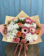 Букет цветов из:  Розы, Герберы и Хризантемы в Верхнее Мячково