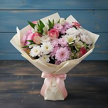 Букет цветов из:  Хризантемы, Альстромерии и Розы в Верхнее Мячково