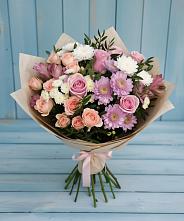 Букет цветов из:  Хризантемы, Розы и Альстромерии в Верхнее Мячково