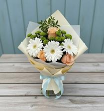 Букет цветов из:  Герберы, Розы и Хризантемы в Верхнее Мячково